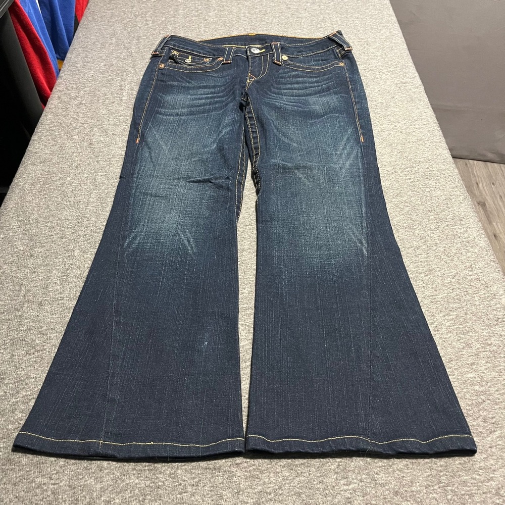 True Religion Joey Flare Jeans Dark Wash Twisted Seam 31x29 Made in USA - Picture 6 of 6